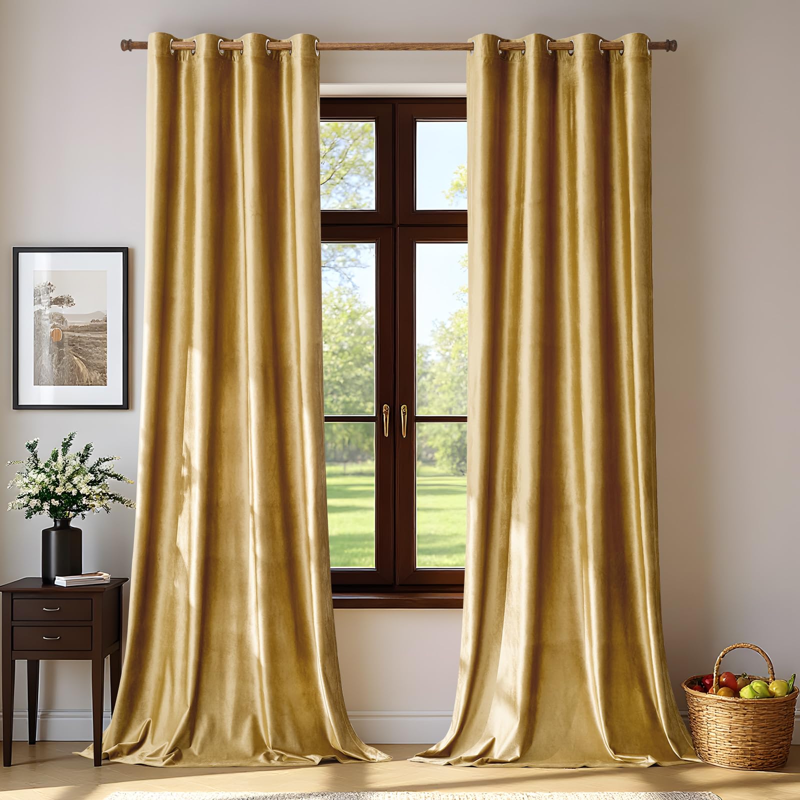 Blackout Curtain Nursery - Cortinas de veludo douradas para sala