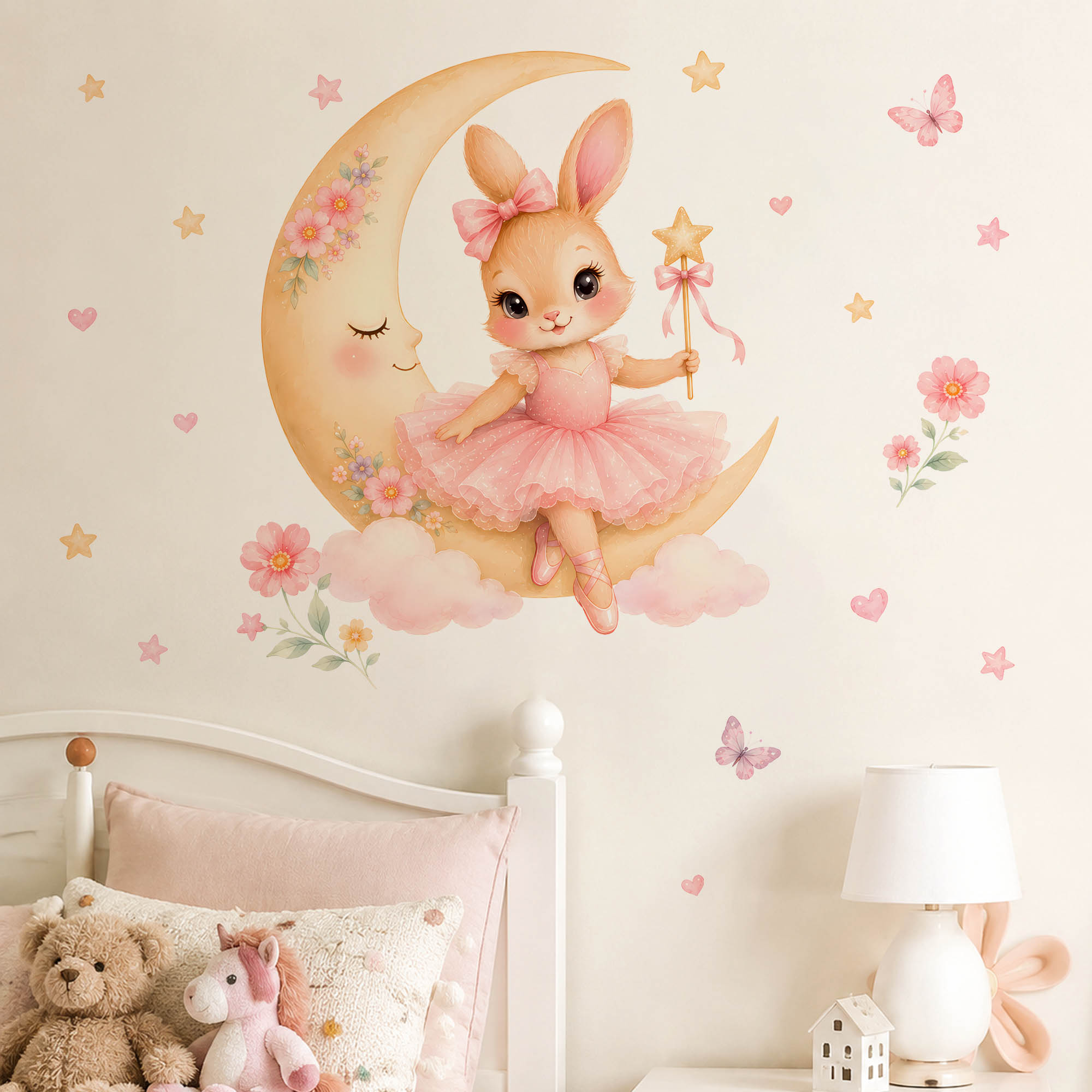 Baby Nursery Stickers - Adesivos de Parede de Coelha Bailarina