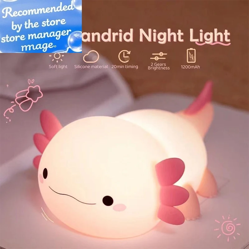 Baby Nursery Equipment - Bonito axolotl luz noturna silicone berçário