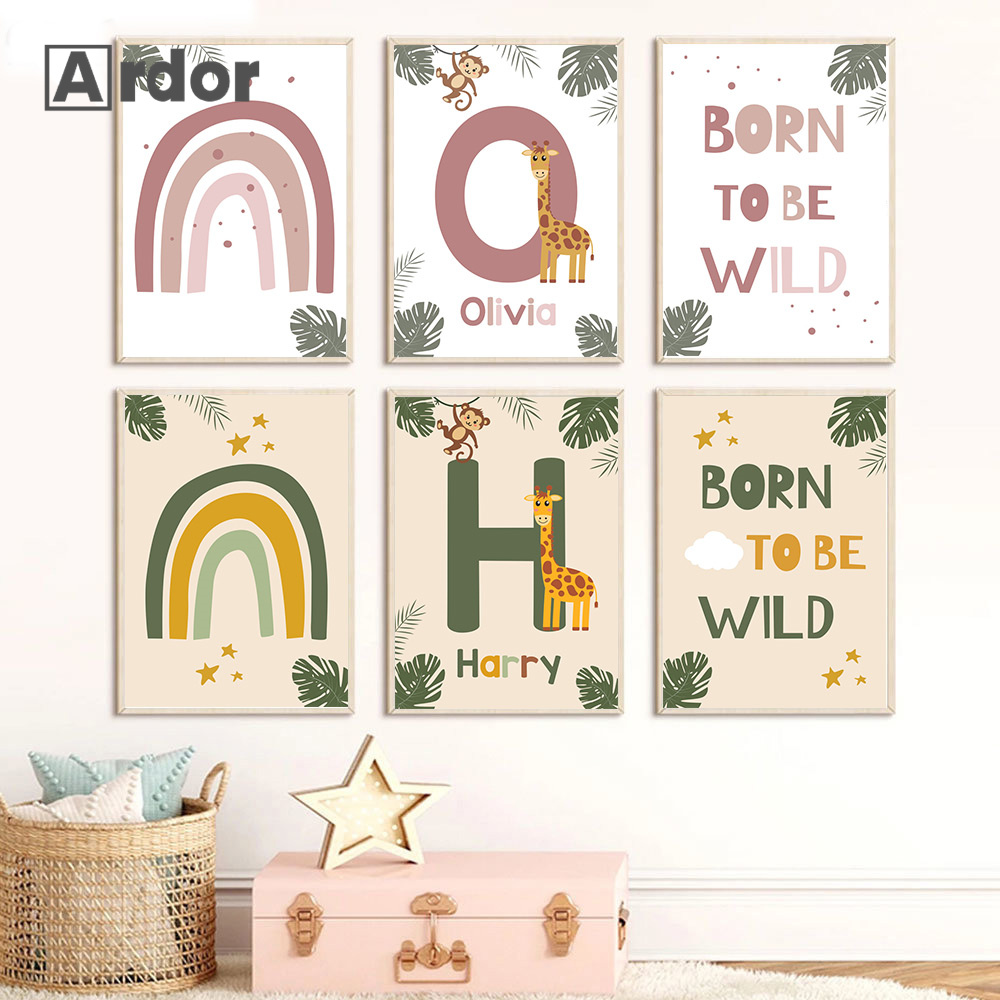 Baby Nursery Jungle - Pôsteres de animais da selva nórdica,