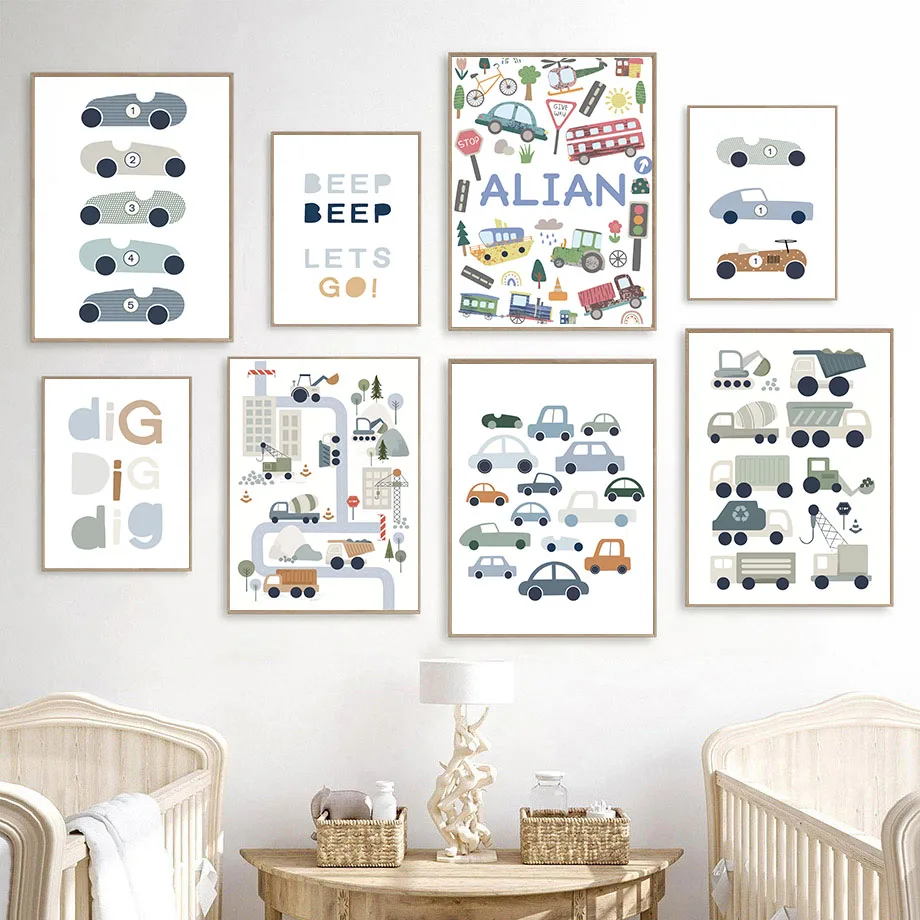 Baby Boy Nursery Quotes - Trator caminhão escavadeira bulldozer nome do