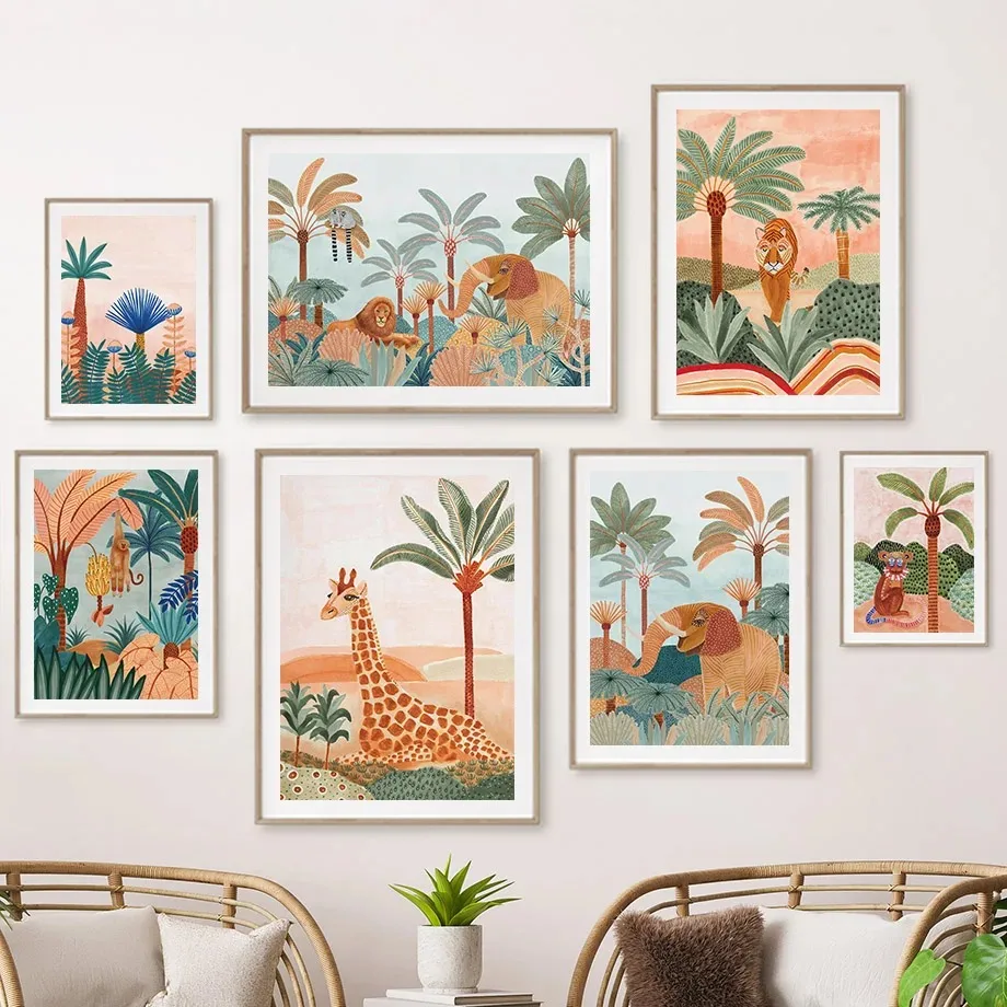 Baby Nursery Jungle - Pôster de Pintura em Tela com