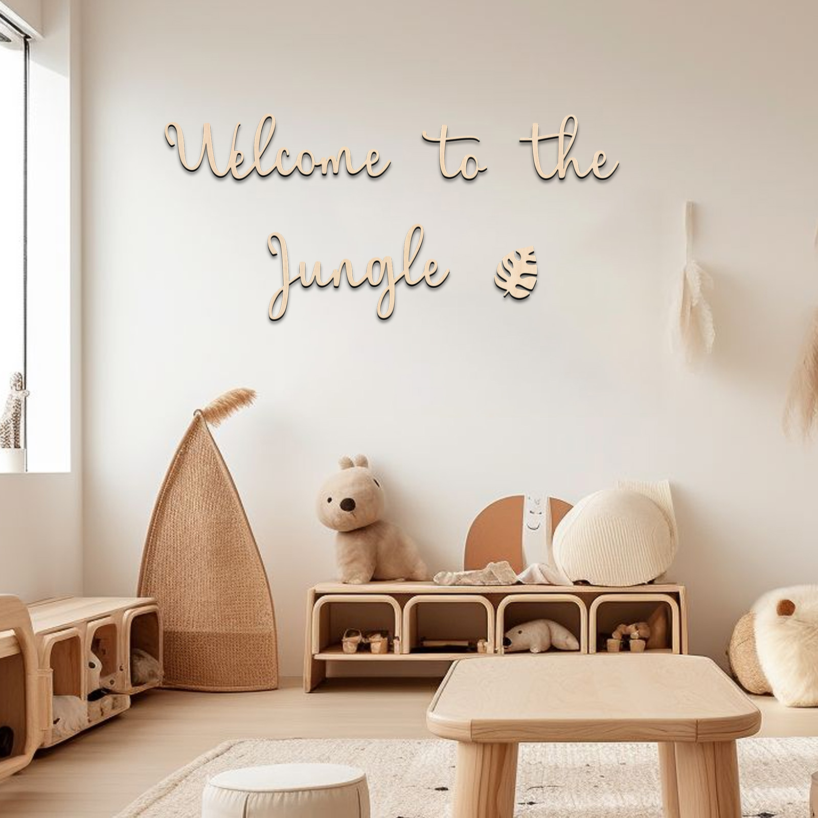 Baby Nursery Jungle - Bem-vindo à selva sinal de madeira-decoração