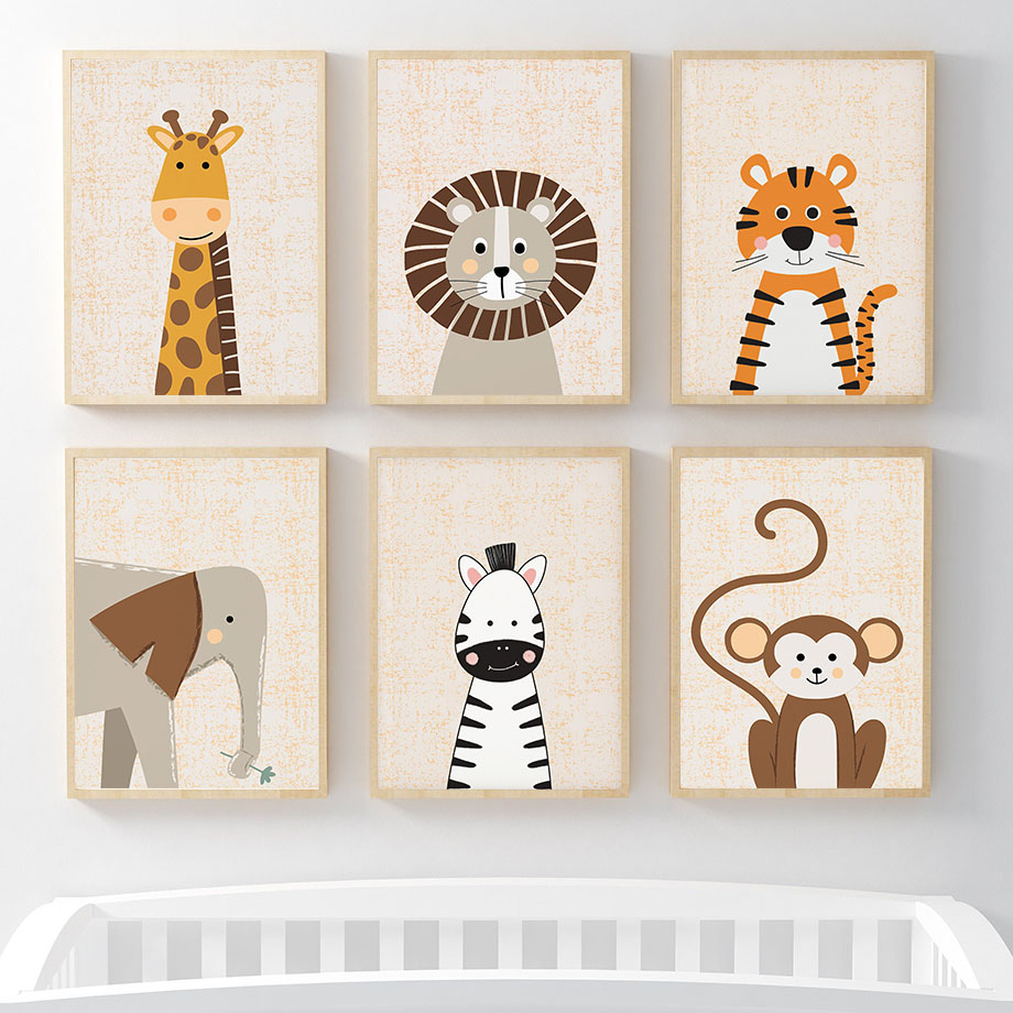 Baby Nursery Jungle - Arte de Parede para Quarto de