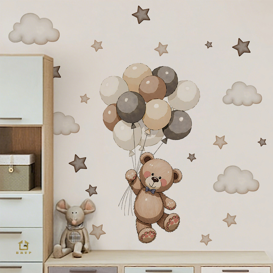 Baby Nursery Stickers - Adoráveis decalques de parede de ursinho