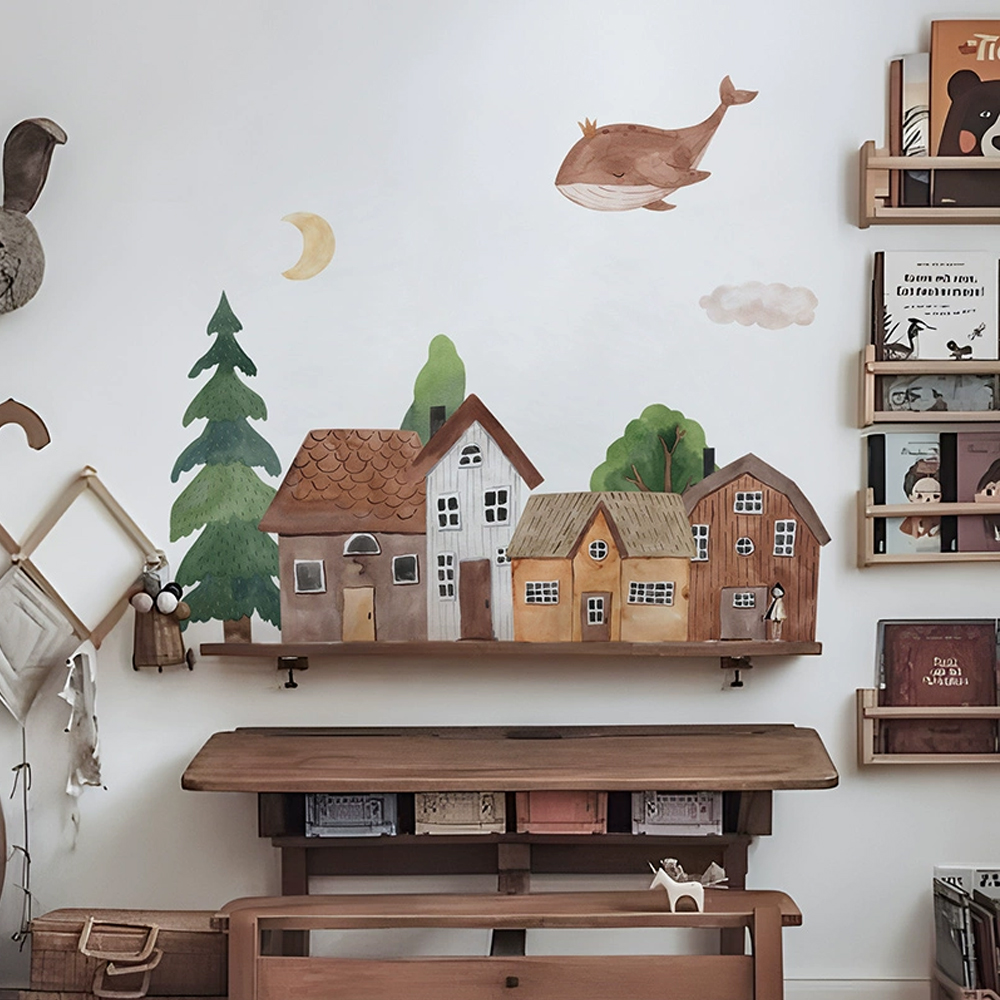 Baby Nursery Stickers - Tecido dos desenhos animados floresta vintage