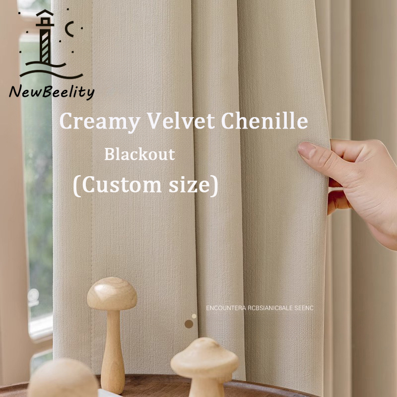 Blackout Curtain Nursery - Creme veludo chenille blackout cortinas espessadas