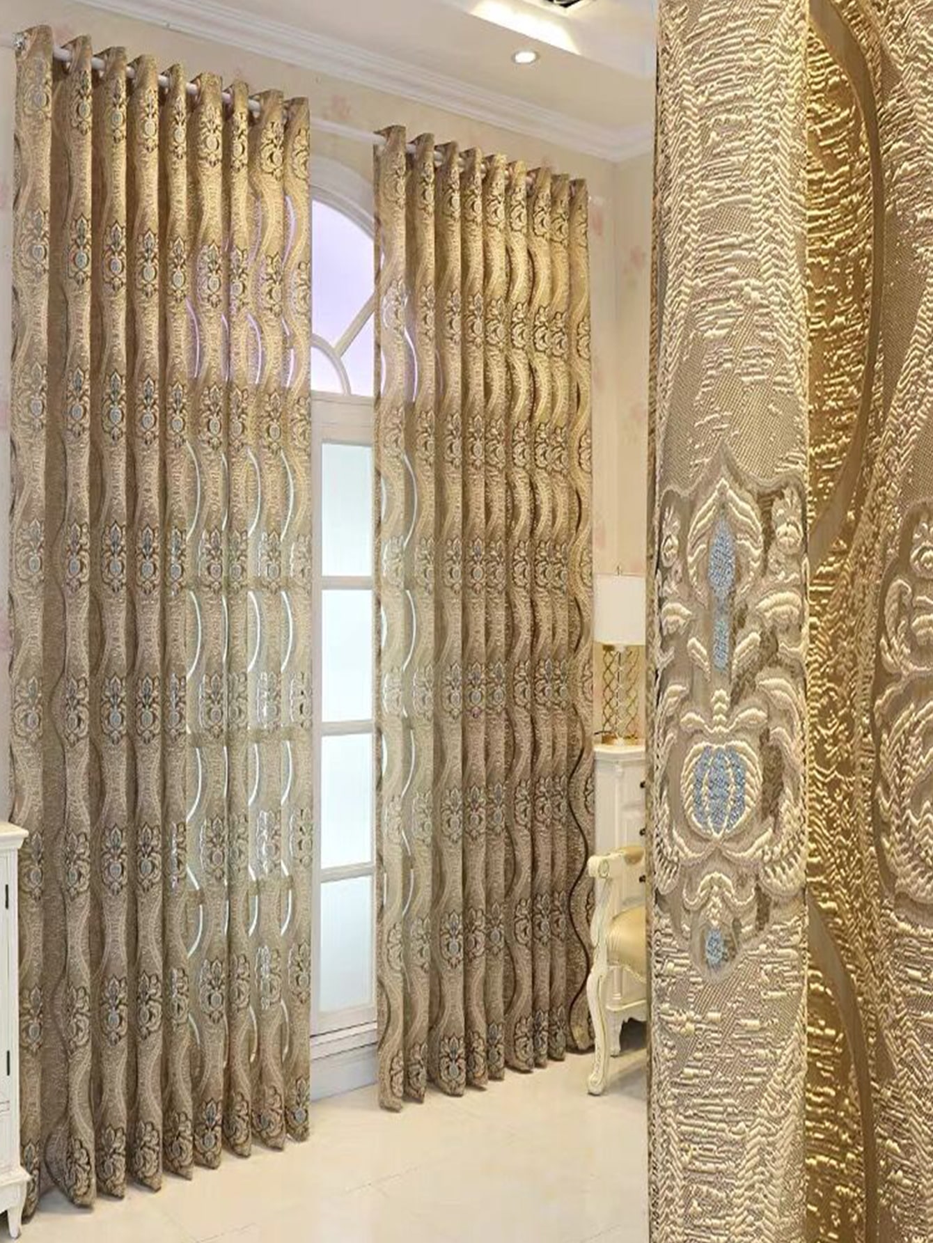 Blackout Curtain Nursery - Curry europeu oito ondas cortinas perfuradas