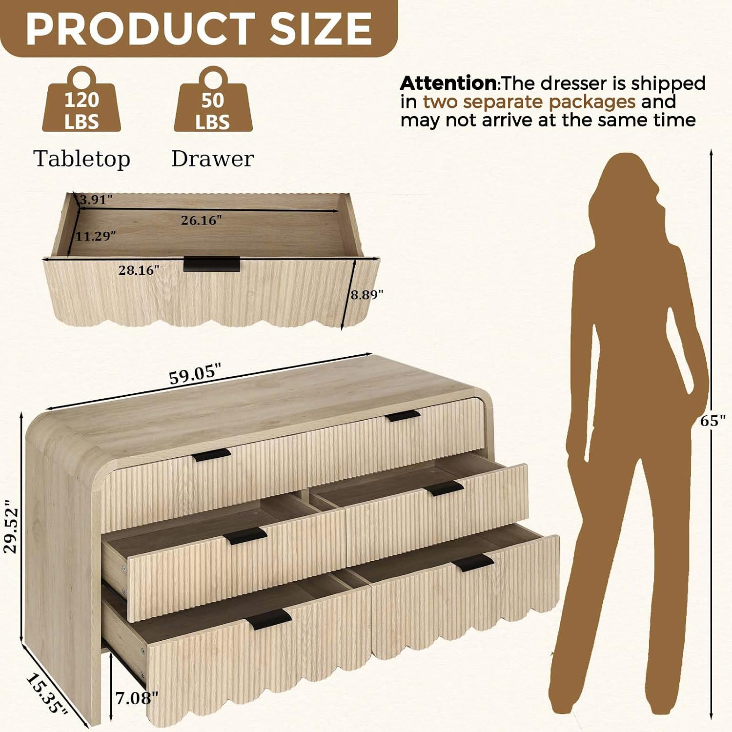 Cômoda de Madeira com 6 Gaveta - Baby Nursery Dresser avaliação e preço