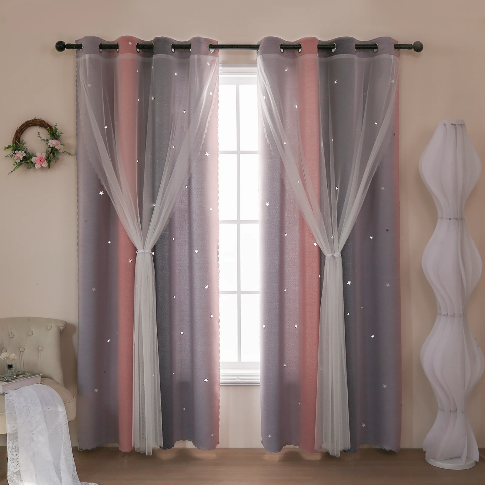 Cortinas perfuradas de camada  - Blackout Curtain Nursery avaliação e preço