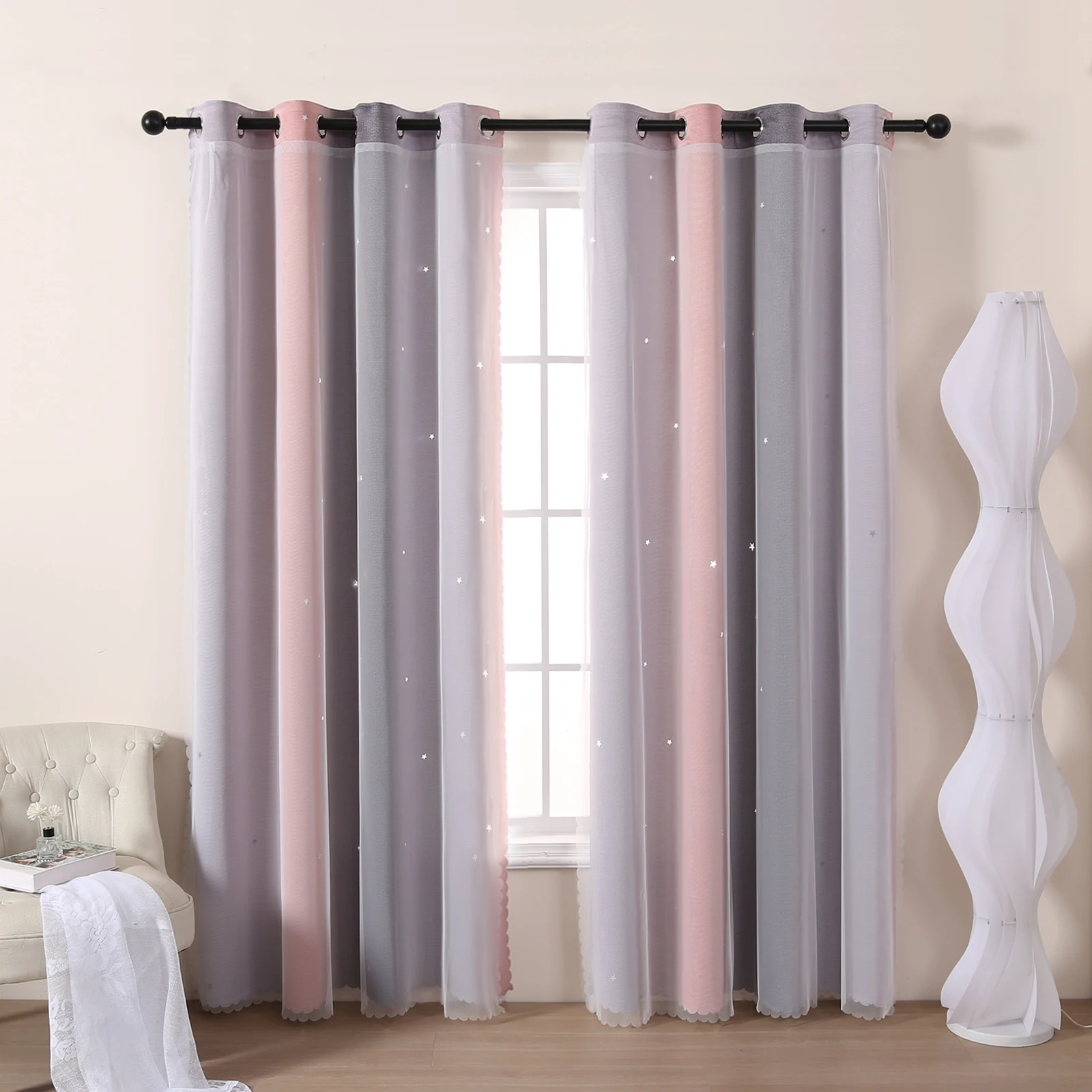 Cortinas perfuradas de camada  - Blackout Curtain Nursery avaliação e preço