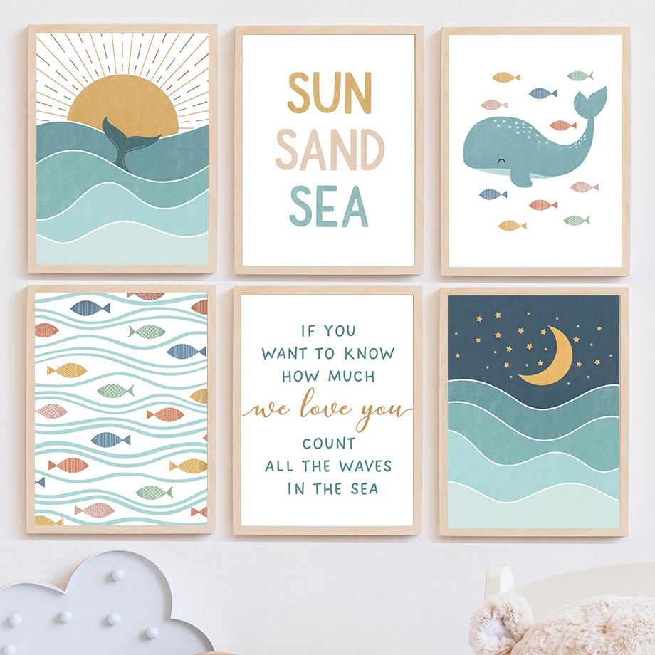 Peixe baleia gaivota nascer do - Baby Boy Nursery Quotes avaliação e preço