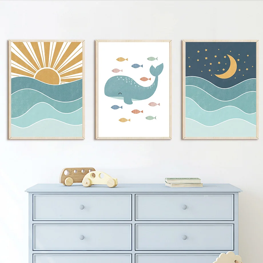Peixe baleia gaivota nascer do - Baby Boy Nursery Quotes avaliação e preço