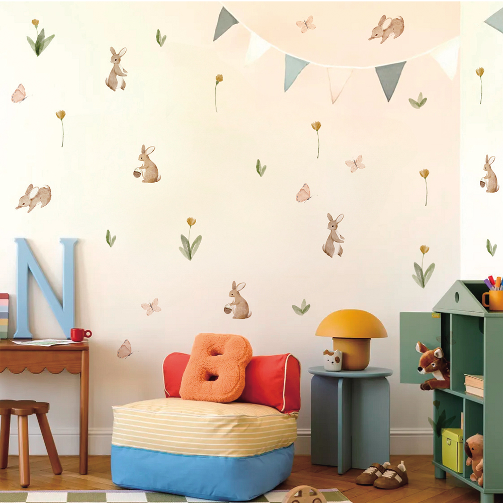 Verão aquarela coelhinhos fofo - Baby Nursery Stickers avaliação e preço