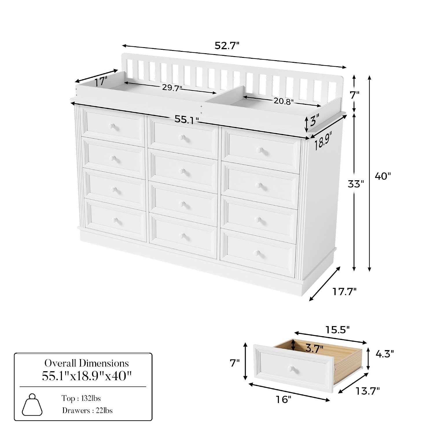 Cômoda Trocador de Bebê, Estaç - Baby Nursery Dresser avaliação e preço