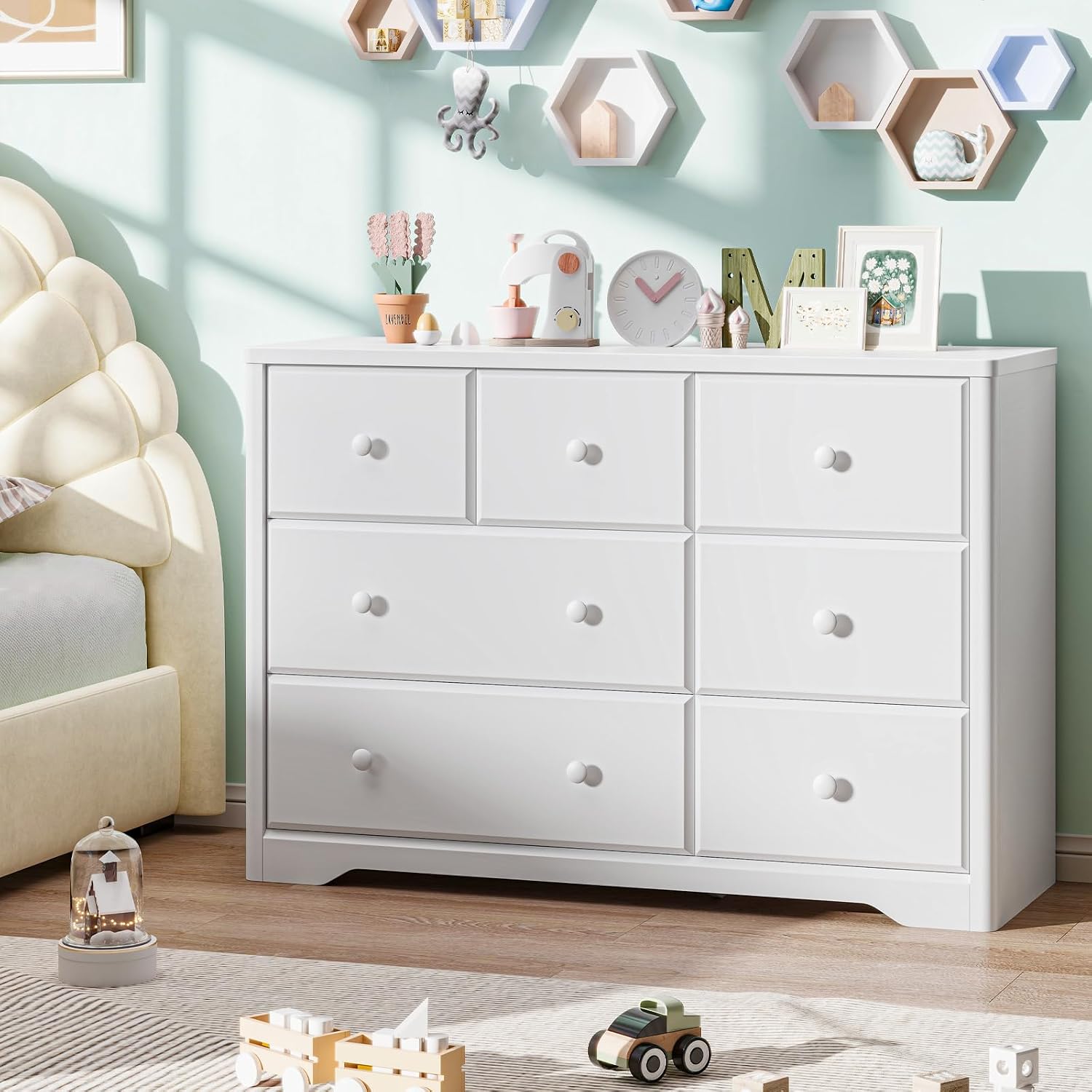 Cômoda com 7 Gavetas para Quar - Baby Nursery Dresser avaliação e preço