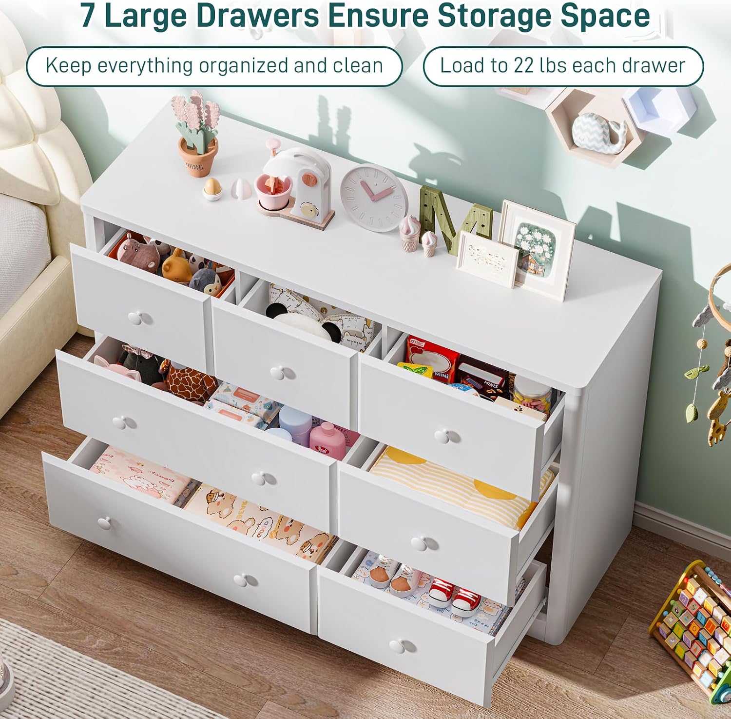 Cômoda com 7 Gavetas para Quar - Baby Nursery Dresser avaliação e preço