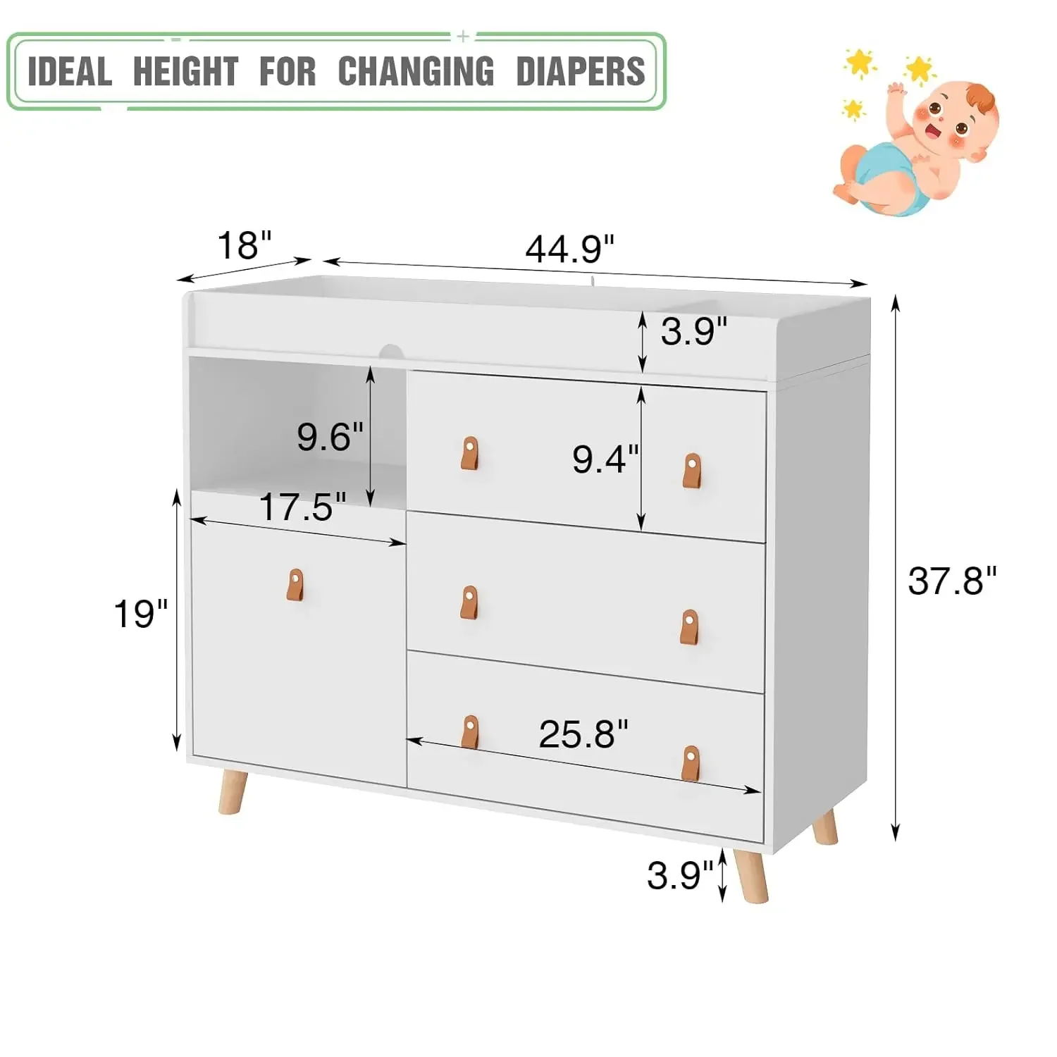 Cômoda para Bebê com Mesa Troc - Baby Nursery Dresser avaliação e preço