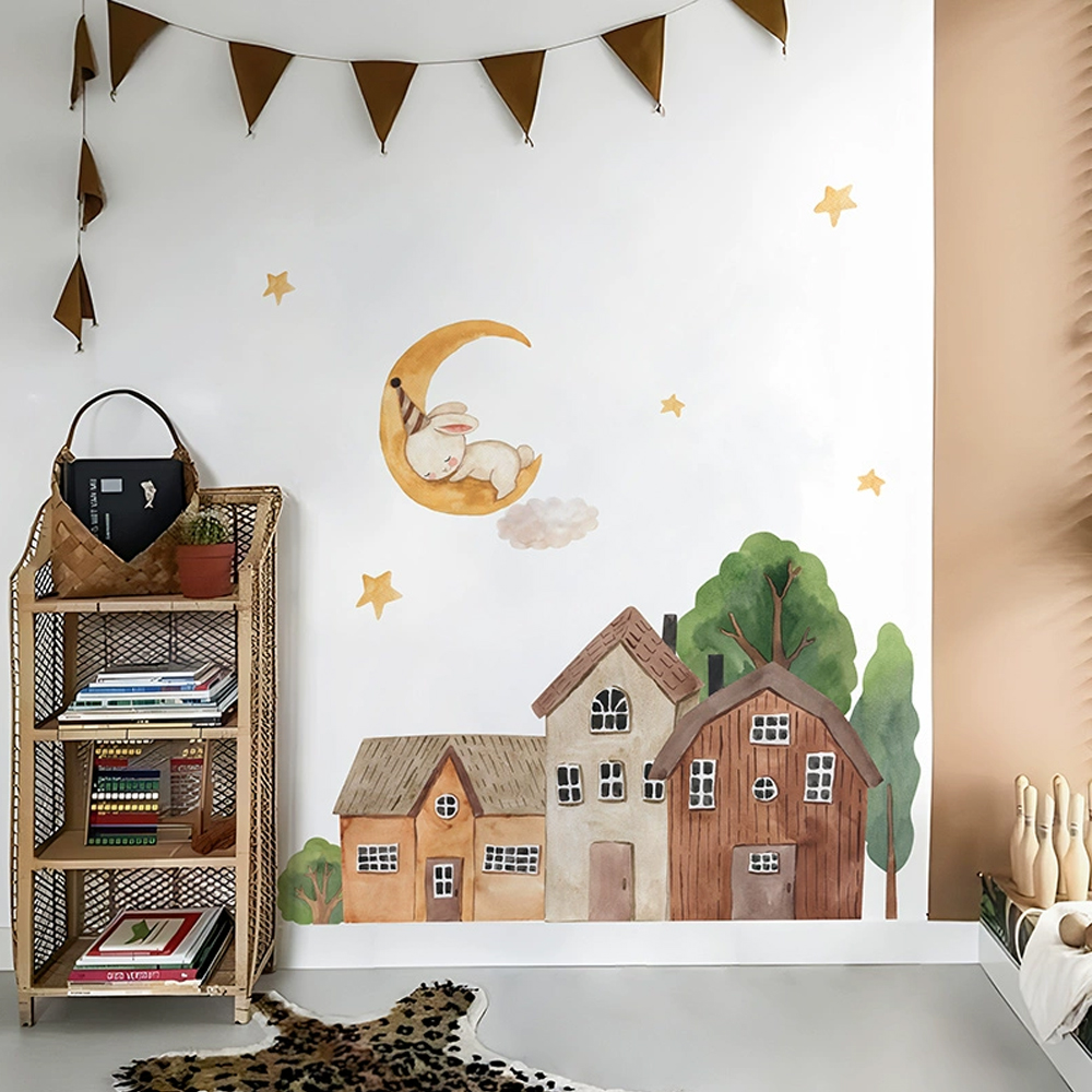 Tecido dos desenhos animados f - Baby Nursery Stickers avaliação e preço