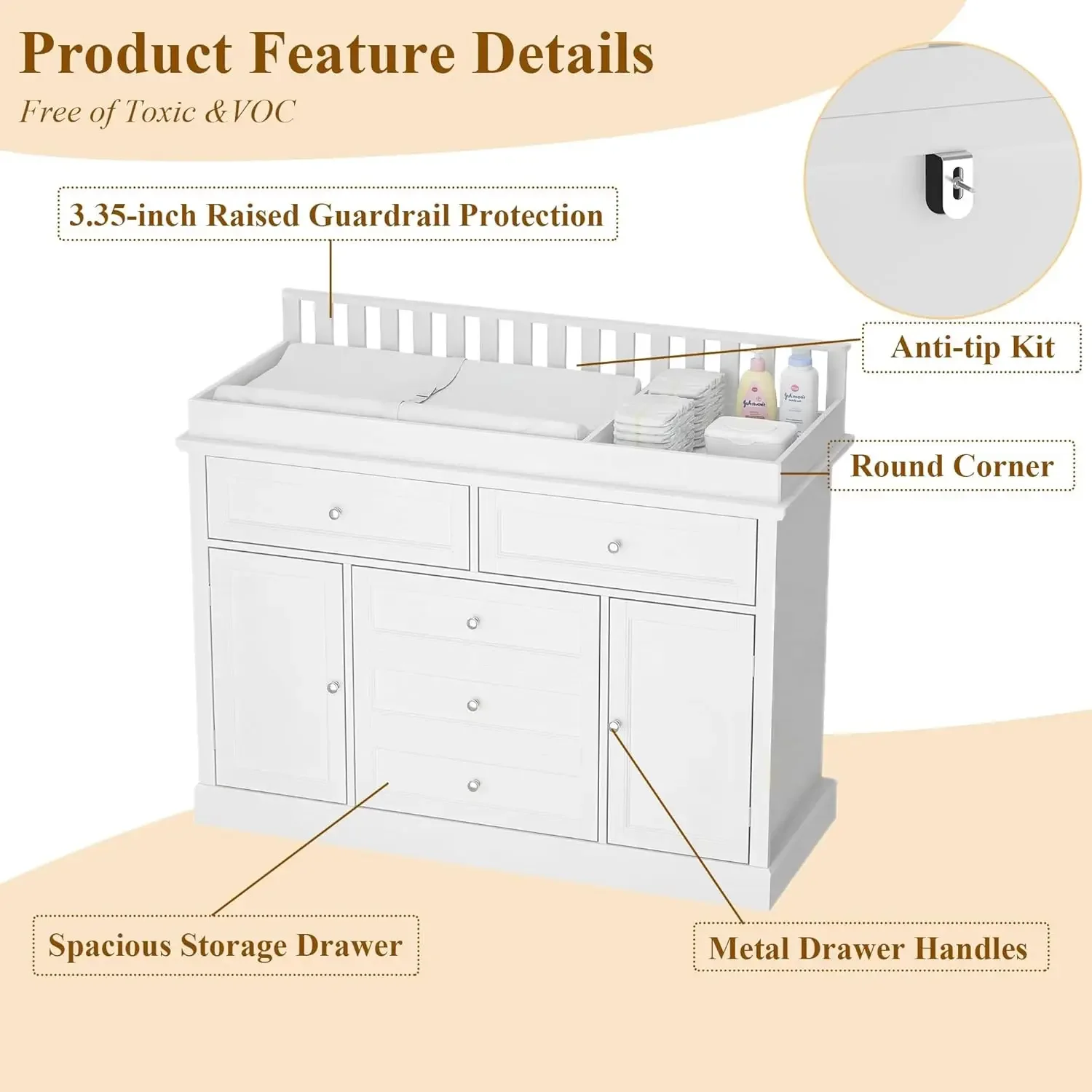 Cômoda para Bebê 46 com Trocad - Baby Nursery Dresser avaliação e preço